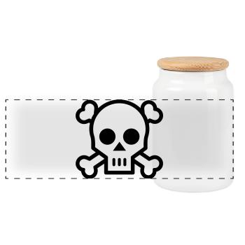 tête de mort pirate - Boîte à biscuits avec couvercle en bois - blanc - Devant