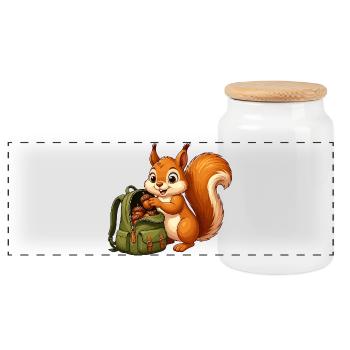 Aventurier Écureuil avec des Noix - Boîte à biscuits avec couvercle en bois - blanc - Devant
