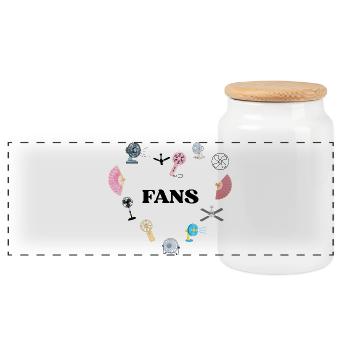 Herz aus Fans, Fächer & Ventilatoren Sommer Design - Panorama Keksdose mit Holzdeckel - Weiß - Vorne