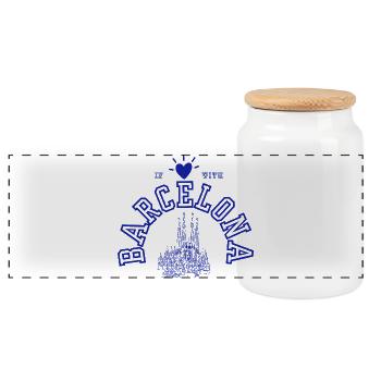 Amour de Barcelone avec la Sagrada Família - Boîte à biscuits avec couvercle en bois - blanc - Devant