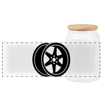 Rim - Panoramic Cookie Jar with Wooden Lid - white - Front