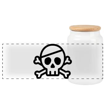 Skull - Panoramic Cookie Jar with Wooden Lid - white - Front