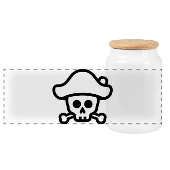 tête de mort - Boîte à biscuits avec couvercle en bois - blanc - Devant