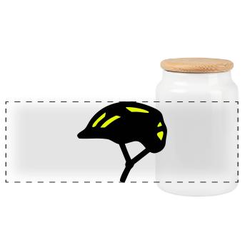 Silhouette du casque de vélo - Boîte à biscuits avec couvercle en bois - blanc - Devant