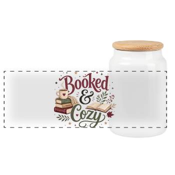 Récolte d’automne réservée et douillette - Boîte à biscuits avec couvercle en bois - blanc - Devant