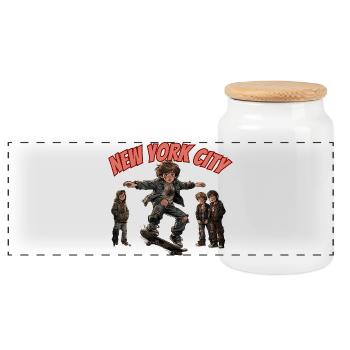 SAUT À NEW YORK - Boîte à biscuits avec couvercle en bois - blanc - Devant