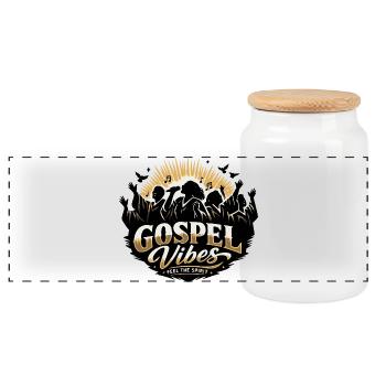Gospel Vibes - Feel The Spirit - Gospel Choir - Panoramic Cookie Jar with Wooden Lid - white - Front