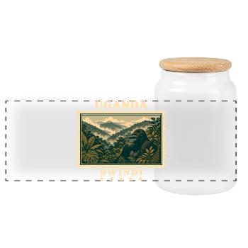 Marque de voyage vintage Uganda Bwindi - Boîte à biscuits avec couvercle en bois - blanc - Devant