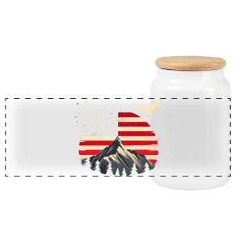 Hiking Patriotic Mountain Trail Backpacking Americ - Panoramic Cookie Jar with Wooden Lid - white - Front
