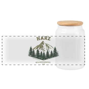 Harz Wilderness Co. | Vintage Mountain - Panoramic Cookie Jar with Wooden Lid - white - Front