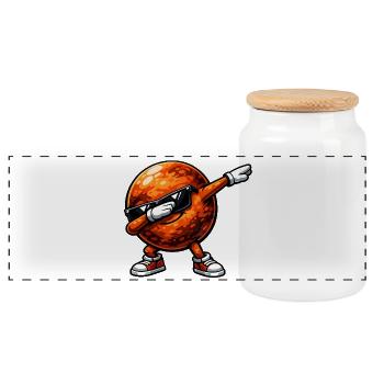 Dabbing Mars - Panoramic Cookie Jar with Wooden Lid - white - Front