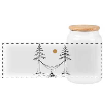 Nuit au clair de lune près du feu de camp avec hamac - Boîte à biscuits avec couvercle en bois - blanc - Devant