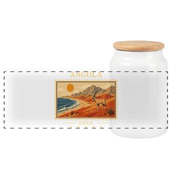 Marque de voyage vintage Angola Iona - Boîte à biscuits avec couvercle en bois - blanc - Devant
