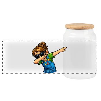 Dabbing Kindergarten Teacher - Panoramic Cookie Jar with Wooden Lid - white - Front