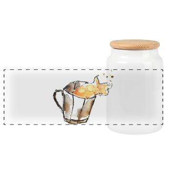 Kaffeetasse Aquarellfeuer - Panorama Keksdose mit Holzdeckel - Weiß - Vorne