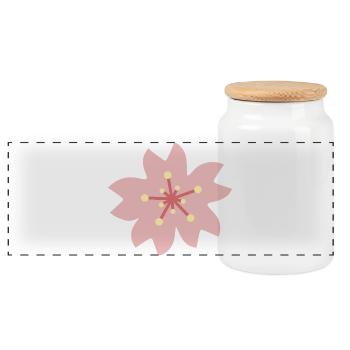 Blush Sakura Petal Bloom - Panoramic Cookie Jar with Wooden Lid - white - Front