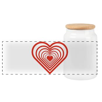 Infinite Red Heart - Panoramic Cookie Jar with Wooden Lid - white - Front