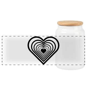 Coeur infini noir - Boîte à biscuits avec couvercle en bois - blanc - Devant