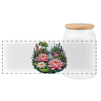 L’étang de nénuphars dans l’idylle forestier - Boîte à biscuits avec couvercle en bois - blanc - Devant