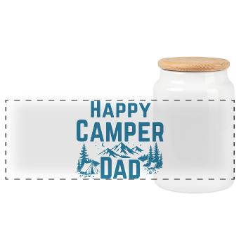 GLÜCKLICHER CAMPER-PAPA - Panorama Keksdose mit Holzdeckel - Weiß - Vorne