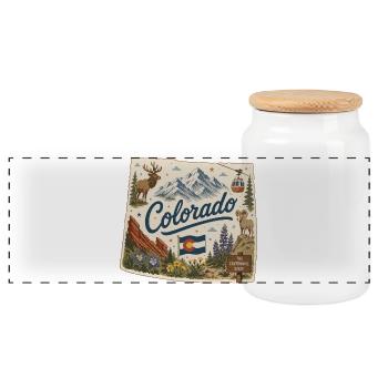 Vintage Colorado Rocky Mountains Kunstaufkleber - Panorama Keksdose mit Holzdeckel - Weiß - Vorne