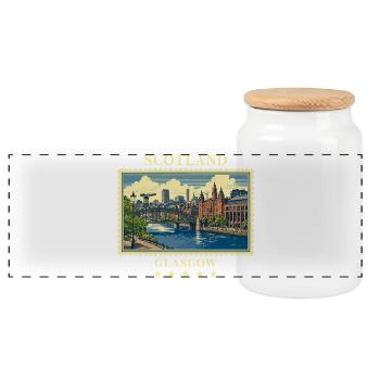 Schottland_Glasgow_Vintage_Reisemarke - Panorama Keksdose mit Holzdeckel - Weiß - Vorne