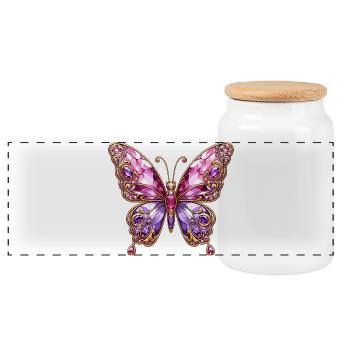 Papillon Jewel Papillon Rose Sparkle - Boîte à biscuits avec couvercle en bois - blanc - Devant
