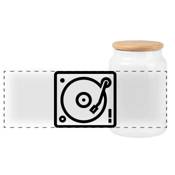 DJ-Plattenspieler - Panorama Keksdose mit Holzdeckel - Weiß - Vorne