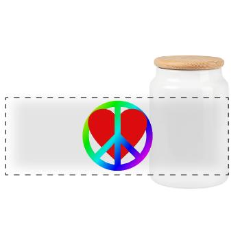 Herz Frieden Regenbogen Symbol - Panorama Keksdose mit Holzdeckel - Weiß - Vorne
