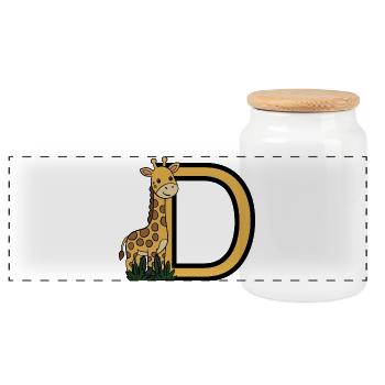 Giraffe mit Buchstaben D - Panorama Keksdose mit Holzdeckel - Weiß - Vorne