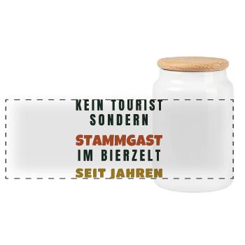 Bierzelt Stammgast kein Tourist - Volksfest Bier - Panorama Keksdose mit Holzdeckel - Weiß - Vorne