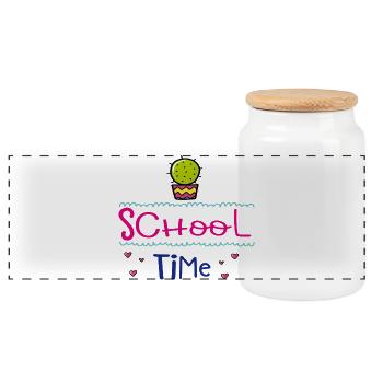 School Time - Panorama Keksdose mit Holzdeckel - Weiß - Vorne