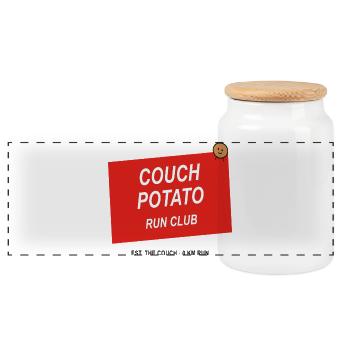 Couch Potato Run Club - Panorama Keksdose mit Holzdeckel - Weiß - Vorne