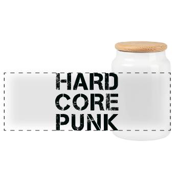 Hardcore Punk Distressed Typografie - Panorama Keksdose mit Holzdeckel - Weiß - Vorne