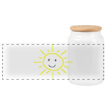 Niedliche lächelnde Sonne – Doodle - Panorama Keksdose mit Holzdeckel - Weiß - Vorne