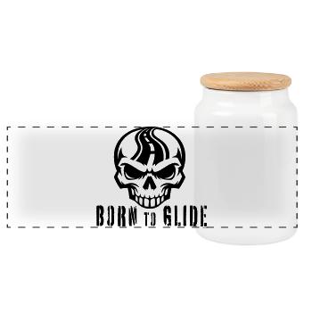 Born to Glide - Panoramic Cookie Jar with Wooden Lid - white - Front