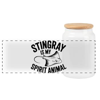 Stingray Is My Spirit Animal - Panoramic Cookie Jar with Wooden Lid - white - Front