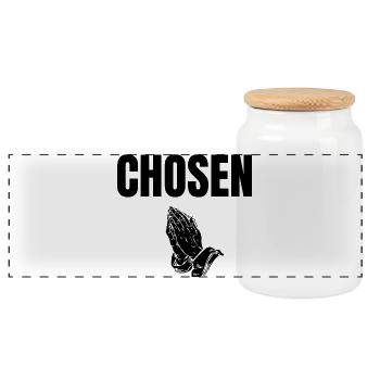 CHOSEN Praying Hands Streetwear Faith Design - Panoramic Cookie Jar with Wooden Lid - white - Front