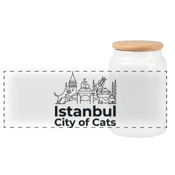 Ville des Chats d’Istanbul - Boîte à biscuits avec couvercle en bois - blanc - Devant