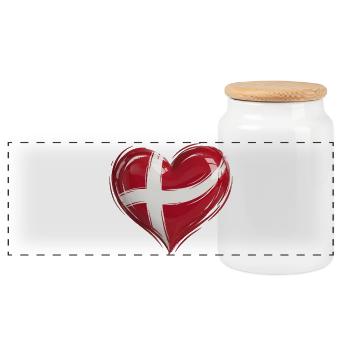 Denmark Heart Flag - Panoramic Cookie Jar with Wooden Lid - white - Front