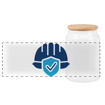 Safety Helmet With Shield Protection Icon - Panoramic Cookie Jar with Wooden Lid - white - Front