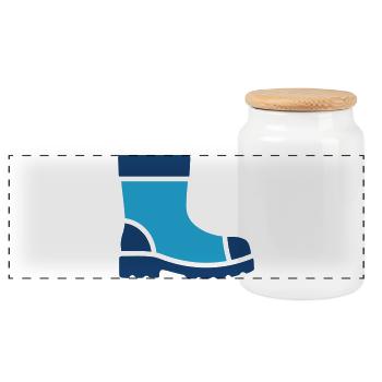 Safety Work Boot Protection Icon - Panoramic Cookie Jar with Wooden Lid - white - Front