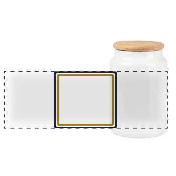 Eckiger Rahmen Gold - Wunschtext Selbst Gestalten - Panorama Keksdose mit Holzdeckel - Weiß - Vorne