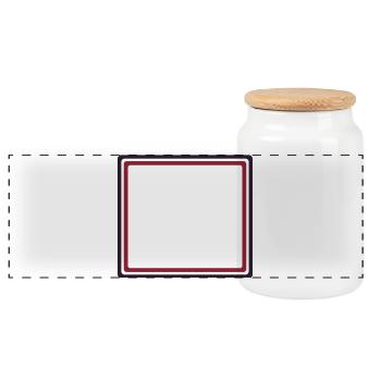 Eckiger Rahmen Bordeaux - Eigener Text Design - Panorama Keksdose mit Holzdeckel - Weiß - Vorne