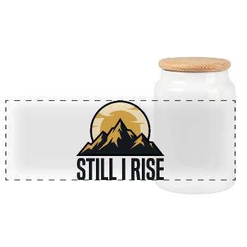 Mountain silhouettes at sunrise - Panoramic Cookie Jar with Wooden Lid - white - Front