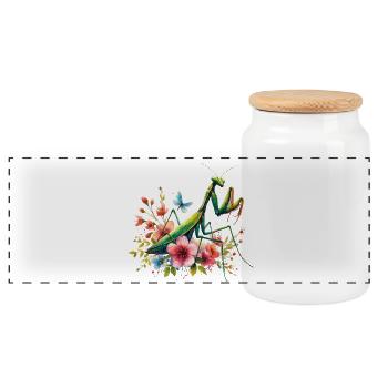 Mante religieuse - Boîte à biscuits avec couvercle en bois - blanc - Devant