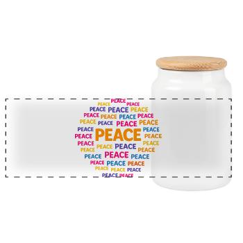 Peace is the most important thing. - Panoramic Cookie Jar with Wooden Lid - white - Front