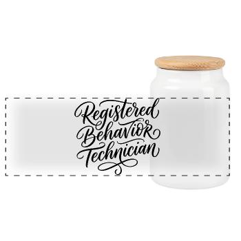 Registered Behavioral Technician (RBT) for Women - Panoramic Cookie Jar with Wooden Lid - white - Front