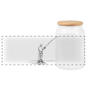 Fischer Drawing - Panoramic Cookie Jar with Wooden Lid - white - Front
