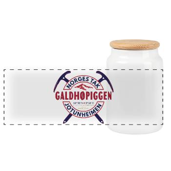 Galdhøpiggen Norway – European Heritage Series - Panoramic Cookie Jar with Wooden Lid - white - Front
